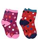 Kid-O-World Cotton Knit Pack Of 2 Polka Dots & Smiley Printed Socks - Red