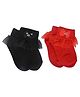 Kid-O-World Cotton Knit Pack Of 2 Bow Applique & Frill Detailed Socks - Black & Red