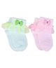 Kid-O-World Cotton Knit Pack Of 2 Bow Applique & Frill Detailed Socks - Green & Pink