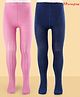 Honeyhap Premium Cotton Knit Bio Finish Footed Tights Pack of 2 - Crystle Pink & Navy Peony