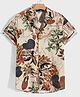 tior Woven Half Sleeves Leaves Printed Shirt - Cream