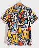 tior Woven Half Sleeves Abstract Printed Shirt - Black
