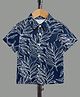 tior Woven Half Sleeves Leaves Printed Shirt - Blue