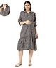 Mom for sure by Ketki Dalal Cotton Blend Woven Three Fourth Sleeves Floral Printed Maternity Shirt Style Dress With Front Open Nursing Access - Grey