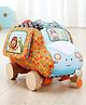 Bonfino Soft Activity Bus with Wooden Wheels for Babies & Toddlers  Multicolor| Interactive Sensory Toy with Mirror Zipper & Crinkle Sound| BIS Certified| for Finger Dexterity| Toddler Gifting Option