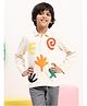 Spunkies Cotton Knit Full Sleeves Abstract Patch Detailed Tee - Beige