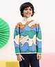 Spunkies Cotton Knit Full Sleeves Abstract Printed Light Winter Sweatjacket - Multi Colour