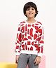 Spunkies Cotton Knit Full Sleeves Abstract Printed Light Winter Sweatshirt - White