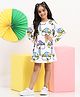 Spunkies Cotton Woven Full Sleeves Abstract Printed Dress - Multi Colour