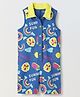 Spunkies Cotton Woven  Sleeveless Rainbow & Sun Printed Jumpsuit - Blue