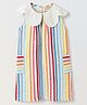 Spunkies Cotton Woven Sleeveless Striped Peter Pan Collared Dress - Multi Colour