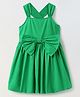 Spunkies Cotton Woven Sleeveless Bow Applique Detailed Dress - Green