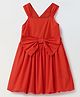 Spunkies Cotton Woven Sleeveless Bow Applique Detailed Dress - Red