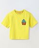 Spunkies Cotton Knit Half Sleeves Cupcake Beads Embellished Tee - Yellow