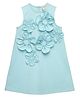 Spunkies Cotton Woven Sleeveless Floral Applique Detailed Dress - Turquoise