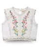 Spunkies Cotton Knit Sleeveless Floral Embroidered Top - White