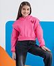 Spunkies Cotton Knit Full Sleeves Floral Applique Detailed Crop Hoodie - Pink