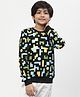 Spunkies Cotton Knit Full Sleeves Abstract Printed Light Winter Sweatshirts - Black
