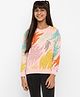 Spunkies Cotton Knit Full Sleeves Dots Printed Light Winter Sweatshirts - Pink