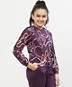 Spunkies Cotton Knit Full Sleeves Heart & Printed Printed Light Winter Sweatshirt - Violet