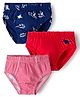 Kookie Kids Cotton Spandex Knit Briefs With Dino Print Pack Of 3 - Red Navy Blue & Pink