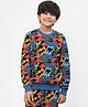 Spunkies Cotton Knit Full Sleeves Dinosaurs Printed Light Winter Sweatshirt - Blue