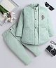 Fourfolds Woven Solid Sherwani Trouser With Full Sleeves Rhinestones Embellished & Abstract Embroidered Jacket Set - Light Green