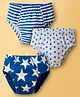 Kookie Kids Cotton Spandex Knit Briefs With Star Print Pack Of 3 - Navy Blue