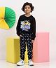 Spunkies Cotton Knit Paw Patrol Featuring Full Sleeves Characters Printed Winter Sweatshirt & Joggers Set - Black