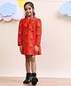 Spunkies Cotton Knit Full Sleeves Bunny Face Printed Dress - Red