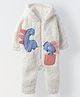Spunkies Cotton Woven  Full Sleeves Baby Dinosaurs Appliqued Romper - White