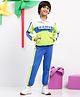 Spunkies Cotton Knit Full Sleeves Colour Blocked Tee & Pant Set - Multi Colour