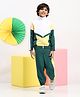 Spunkies Cotton Knit Full Sleeves Colour Blocked Sweatshirt & Joggers Set - Multi Colour