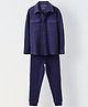 Spunkies Cotton Knit Full Sleeves Textured Shirt & Joggers Set - Blue
