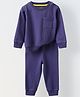 Spunkies Cotton Knit Full Sleeves Solid Tee & Pant Set - Blue