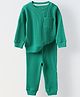 Spunkies Cotton Knit Full Sleeves Solid Tee & Pant Set - Turquoise