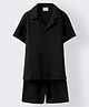 Spunkies Cotton Knit Half Sleeves Solid Shirt & Shorts Set - Black