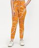 Spunkies Cotton Knit Unicorn & Heart Printed Leggings - Orange