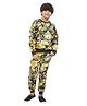 Spunkies Cotton Knit Full Sleeves Abstract Printed Coordinating Light Winter Sweatshirt & Joggers Set - Yellow