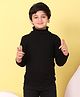 Superminis Woollen Knit Full Sleeves Ribbed Skivi Sweater - Black