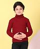 Superminis Woollen Knit Full Sleeves Ribbed Skivi Sweater - Maroon