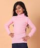 Superminis Woollen Knit Full Sleeves Ribbed Skivi Sweater - Baby Pink