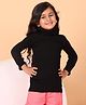 Superminis Woollen Knit Full Sleeves Ribbed Skivi Sweater - Black