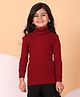 Superminis Woollen Knit Full Sleeves Ribbed Skivi Sweater - Maroon