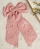 Stol'n Bow Applique Detailed Pearl Embellished Hair Clip - Peach