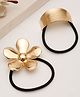 Stol'n Set Of 2 Floral Alloy Applique Detailed Rubber Bands - Golden