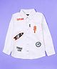 Kiddopanti Cotton Woven Full Sleeves Travel Theme Patch Detailed Shirt - White