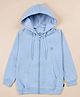 Kiddopanti Fleece Knit Full Sleeves Solid Light Winter Hooded Sweatshirt - Light Blue