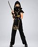 Little Surprise Box Blended Halloween Theme Cap Sleeves Ninja Costume Set With Gloves & Hooded Head Wrap - Black