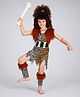 Little Surprise Box Blended Halloween Theme Full Sleeves Stone Age Boy Costume Set With Neck Piece Head Tie Up & Leg Bands - Multi Colour